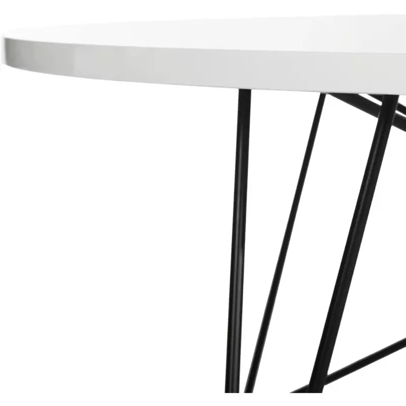Safavieh Home Collection Maris mesa de centro moderna, laca blanca, horquilla redonda, pierna