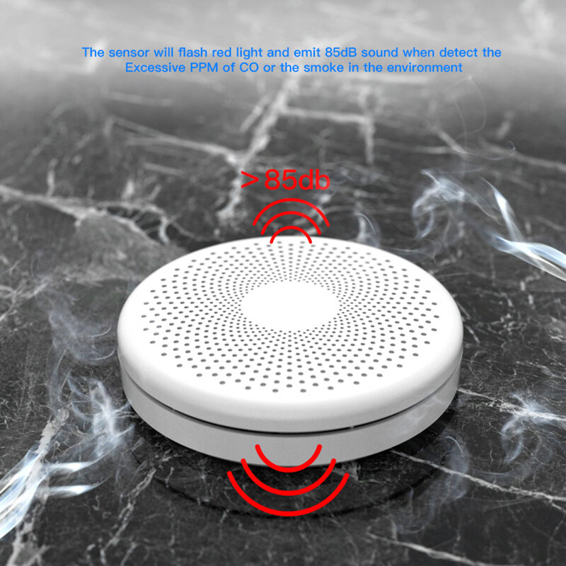 Ultra cienka funkcja WiFi Tuya inteligentne życie rodzina kuchnia 2 w 1 Co gaz i detektor dymu tlenek węgla sygnał dźwiękowy czujnik