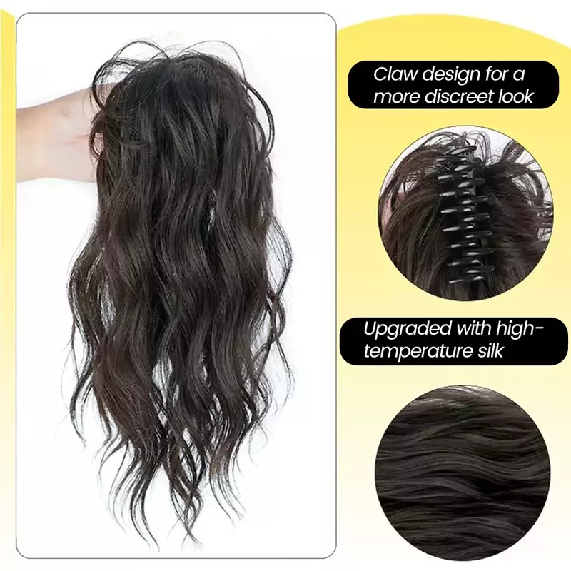 ALXNAN-cola de caballo con Clip de garra sintética para mujer, cabello rizado Natural, cola Ponny
