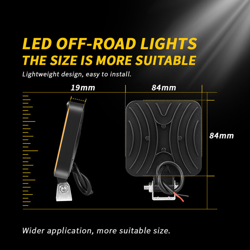 Luz de trabalho LED para carro, lâmpada de nevoeiro, farol, holofote, 12V, 48W, 16LED, trator, caminhão, SUV, ATV, off-road, 1200LM