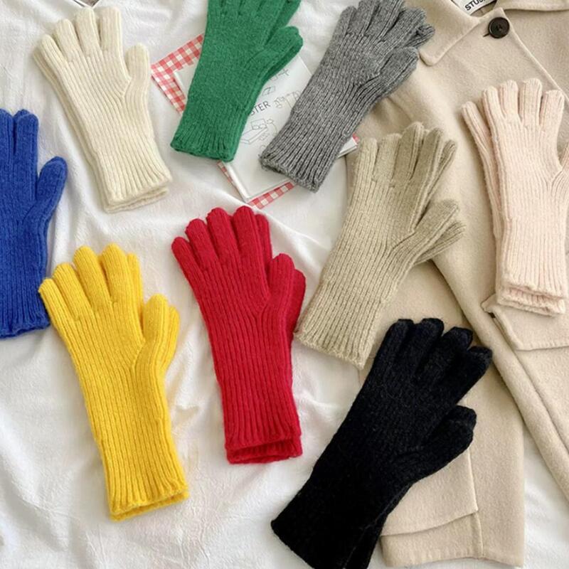 Finger Hole Gloves Cycling Gloves Soft Knitted Winter Gloves with Touchscreen Function Anti-slip Design Cold-proof for Outdoor