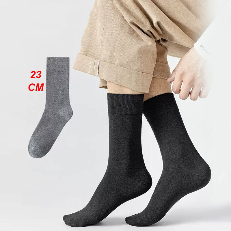 5 paia di calzini da lavoro oversize da uomo tinta unita traspirante deodorante resistente all'usura confortevole tubo medio Meias EUR 44-50