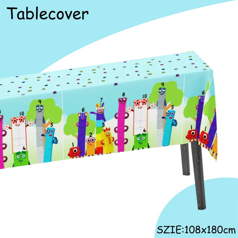number building blocks funny party decoration boys disposable tableware balloon tablecloth  baby shower children's day party