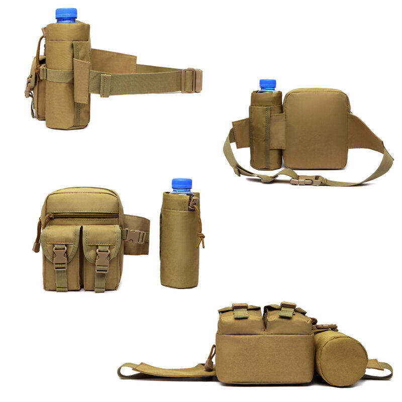 Outdoor Waist Bag Men Tactical Water Bottle Waterproof Bags Camouflage Hunting Hiking Climbing Bag Nylon Mobile Phone Belt Pack