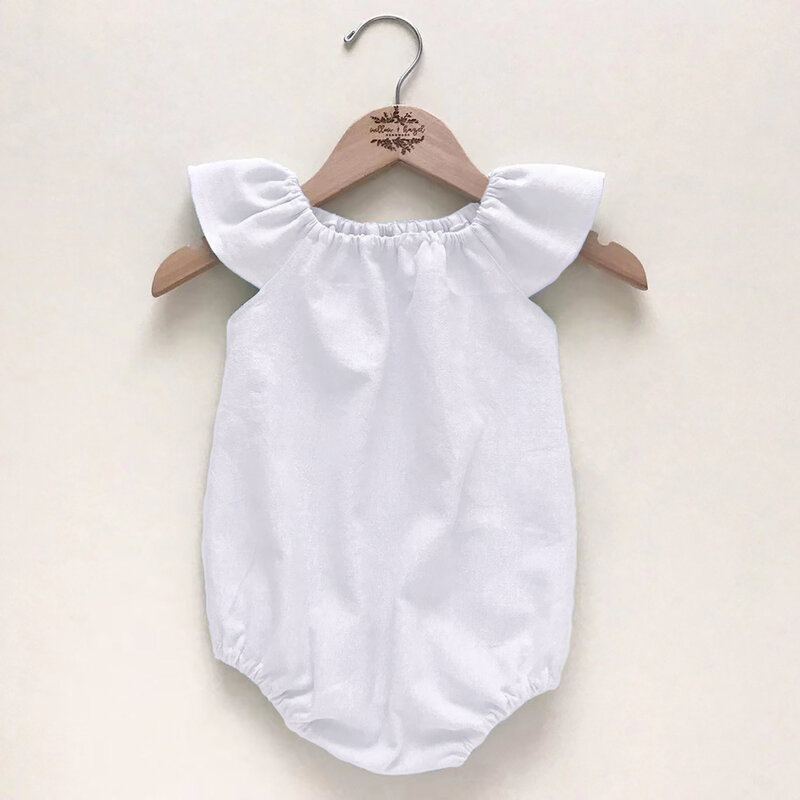 Romper Flutter Bayi Perempuan Bayi Baru Lahir Musim Panas Romper Sederhana Romper Onepice Katun Tanpa Lengan Solid Jumpsuit Pakaian Bermain
