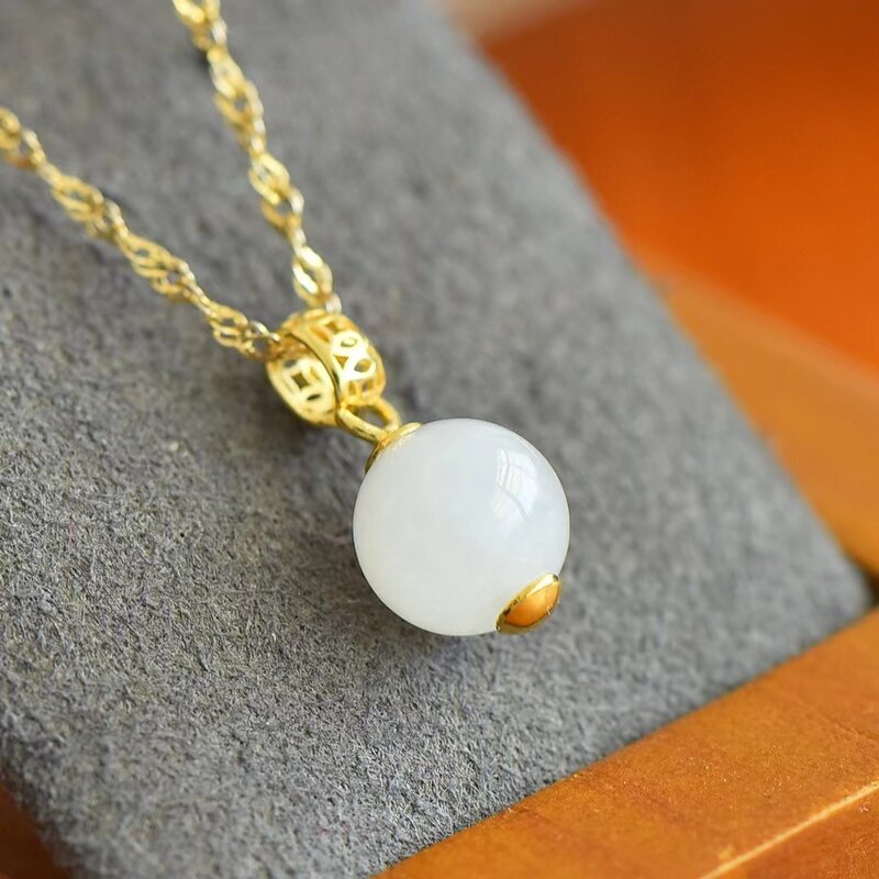 S925 Silver Clavicle Chain Necklace Hetian Jade Pendant Natural Stone Pendants Womens Stylish Charm Jewelry