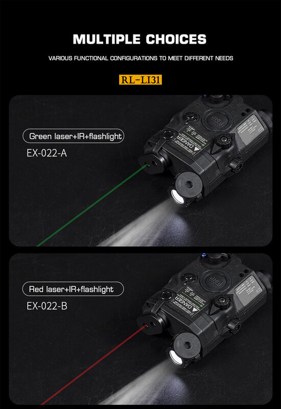 오리지널 PEQ-15 완전한 기능의 손전등, 적외선 일루미네이터, 적외선 레이저 및 가시 레이저, 3 가지 모드