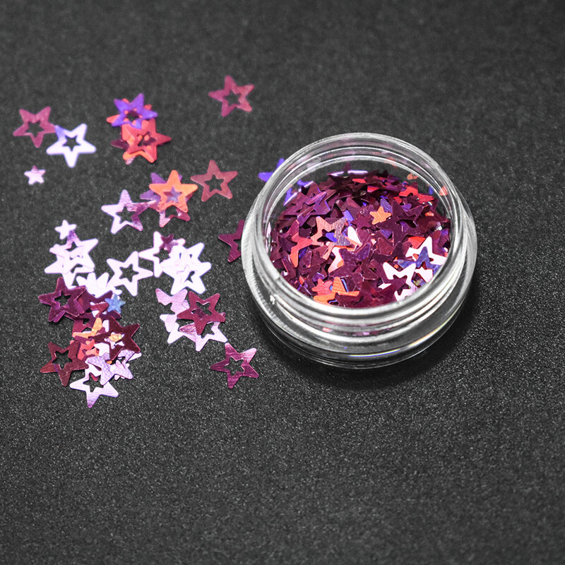 10G/bag Holographic Octagonal Star Glitter Mixes Hollow Star Nail Sequins Cross Star Glitters Nail Art Decorations