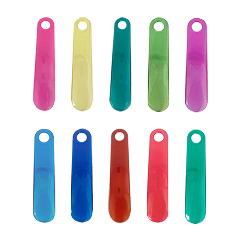 Profissional Calçadeira Candy-Colored, Plastick Transparência, Colher Forma Shoe Lifter, deslizamento flexível, resistente