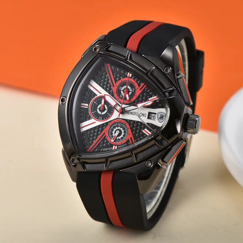 2024 Men's Multifunctional Chronograph Racing Style Watch Triangular Appearance Design
