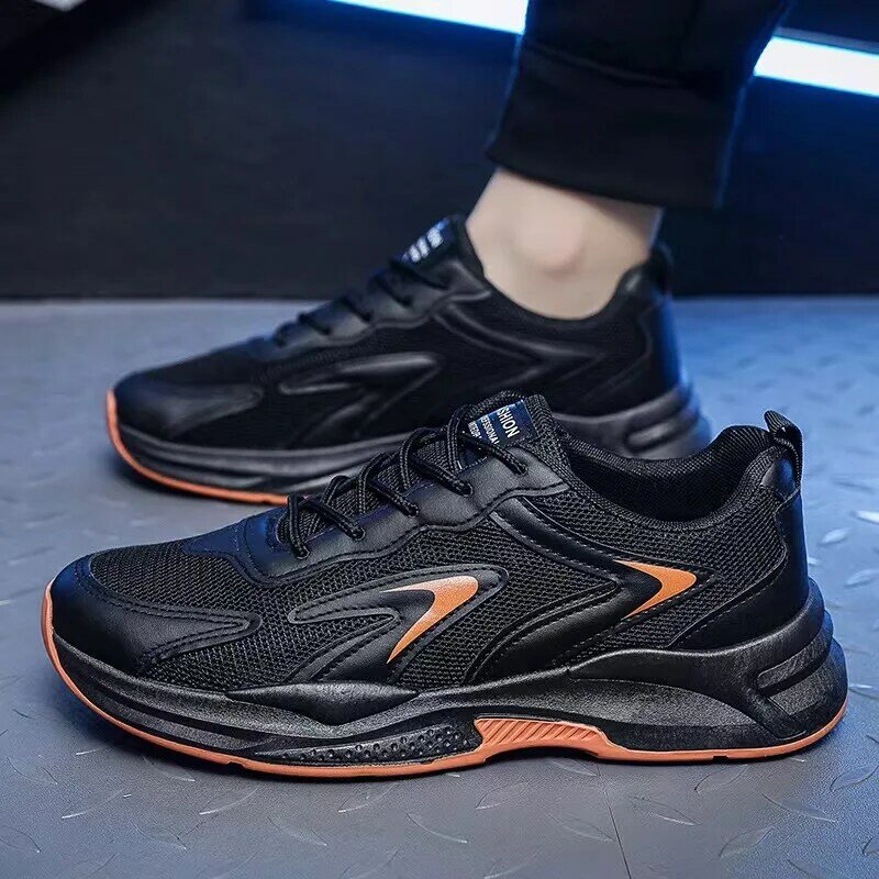 Buty męskie siateczkowe sznurowane trampki 2024 oddychające buty na co dzień dla mężczyzn moda na zewnątrz wygodne buty na platformie Tenis Masculino