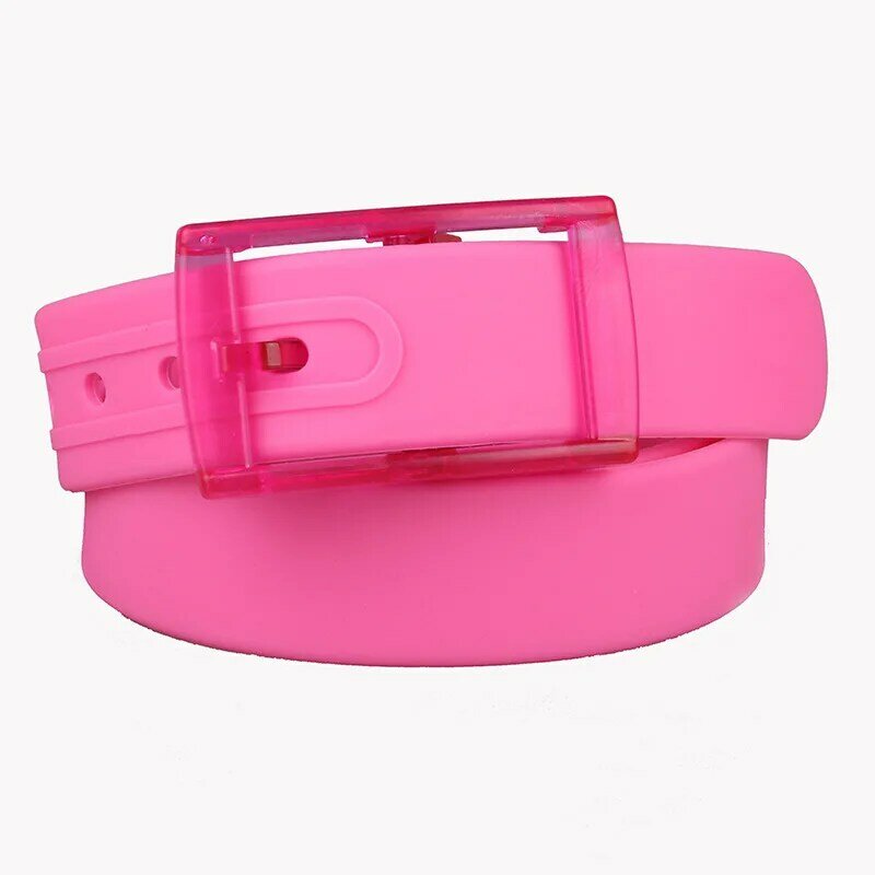 Unisex High quality candy color silicone summer belt non-metallic plastic buckle