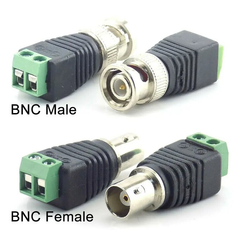 DC BNC 남성 암 커넥터, 동축 CAT5 비디오 발룬 어댑터 플러그, LED 스트립 조명용, CCTV 카메라 액세서리, 12V, 2 개, 5 개, 10 개