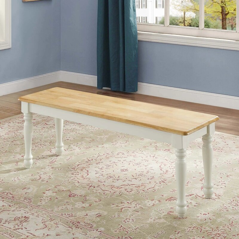 Better Homes & Gardens Autumn Lane Farmhouse Solid Wood Dining Bench, White and Natural Finish
