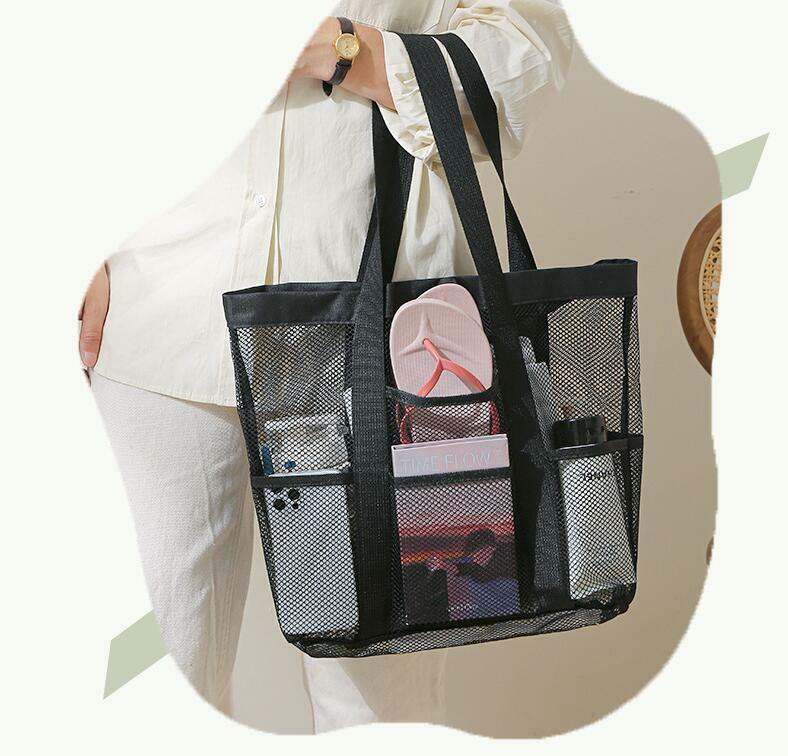 Tas jinjing selam jala besar dengan kompartemen dalam terpisah, tas mandi portabel dengan pegangan tahan lama