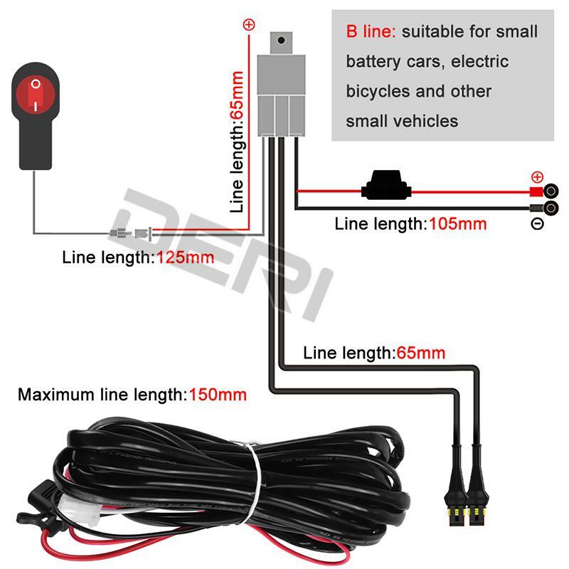 40A 12V Fog Lights Wire Switch Harness 2 Wires 1.6M 2.2M Electric On Off Switch For Motorcycle Motorbike Relay Harness Wiring