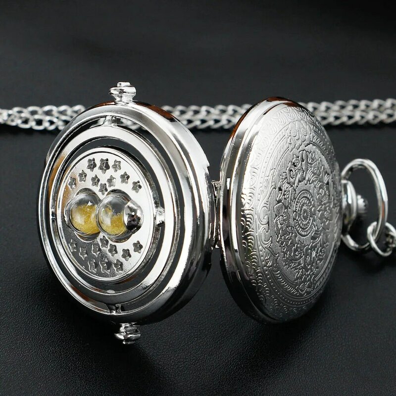 New Fashion Silvery Hourglass Quartz Pocket Watch Women's Retro Pendant Luxury Ladies Pockets Watch Gift