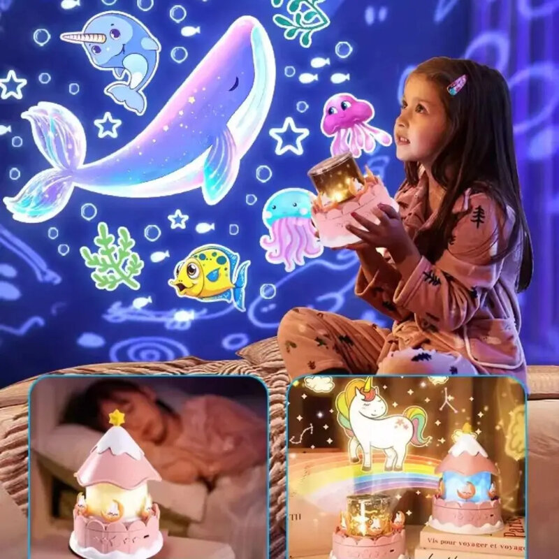 Проектор в виде карусели с USB, звездное небо, музыкальная атмосфера, Женская необычная Романтическая ночь, детский подарок на день рождения и Рождество