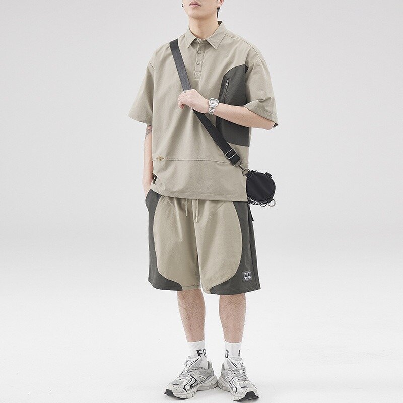 Ensembles de vêtements de travail de style japonais pour jeunes hommes, t-shirts à manches courtes, polos d'été, shorts pour garçons, vêtements de plein air décontractés respirants de qualité