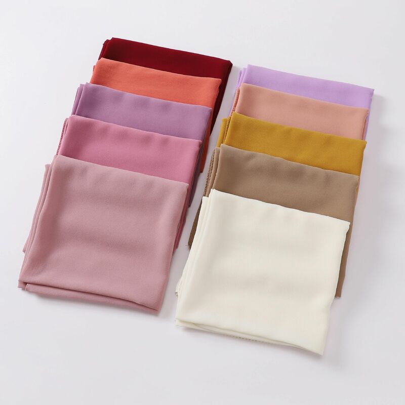 Feste Farbe Chiffon-Schal Hijab Frauen Stirnband Islamischen Kopf Abdeckung Wrap für Damen Muslimischen Jersey Hijabs Haar Schals Kopftuch