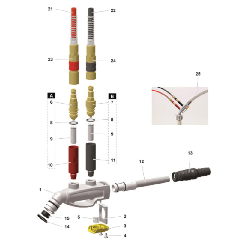 Conector de manguera Tpaitlss 1014806 para bomba de inyector de polvo Gema OptiFlow IG07