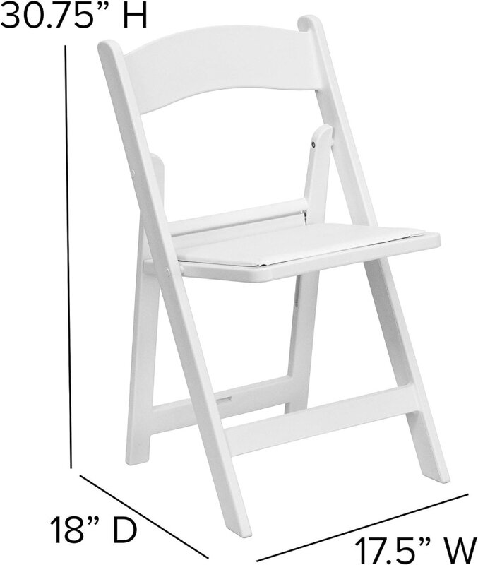 헤라클레스 시리즈 접이식 의자, 흰색 송진, 800LB 무게추 용량 4 개 세트, 편안한 이벤트 의자, 경량 무게추 접이식 의자