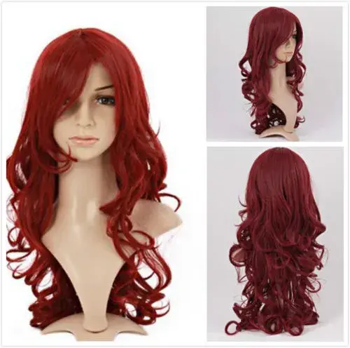 Fashion Women's Curly Cosplay Costume Party Long Red Wigs Synthetic