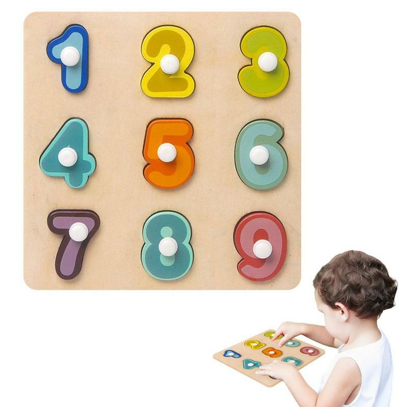 木製の就学前の学習玩具、ペグパズル、カウント形状のスタッカー、幾何学的形状、認識ボード、幼児のパズル