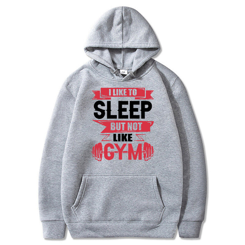 Lucu saya suka tidur tapi tidak seperti Gym Hoodie grafis pria kasual Vintage Sweatshirt Pria Wanita Kebugaran Gym Hoodie besar
