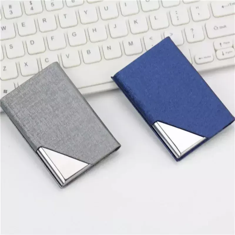Business Card Holder with Magnetic PU Leather Stainless Steel Business Card Case ID Name Card Case for Men Women Office 95*63mm