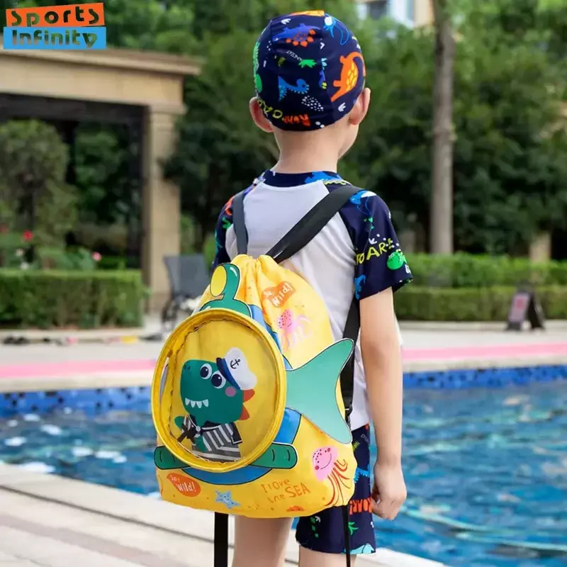 Детская мультяшная сумка для плавания, водонепроницаемая детская влажная сухая одежда с сумкой для хранения обуви и очков, рюкзак, аксессуары для плавания