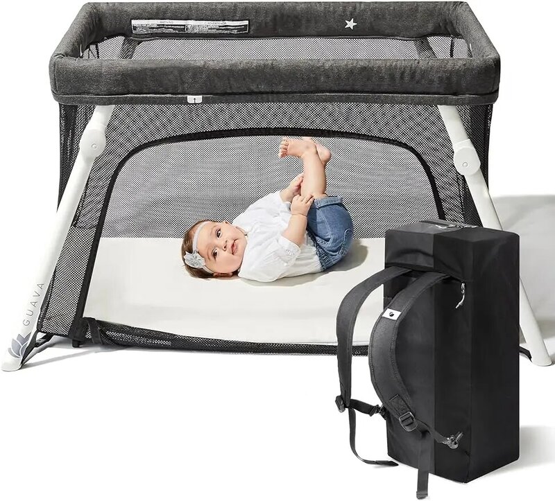 Matras lipat bayi bersertifikat, tempat tidur bayi portabel aman dengan kasur nyaman untuk bayi & balita kompak tempat tidur perjalanan bayi