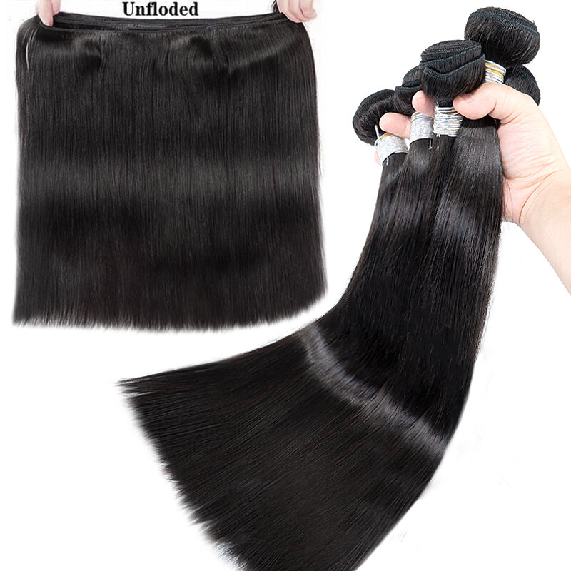 100% Human Remy Hair Extensions 14"-28" 100g/Pcs Weft Weaving Straight Natural Silk Hair Bundles