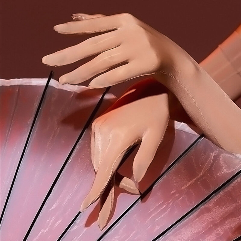 Damskie seksowne tłuste błyszczące elastyczne rękawiczki przezroczyste rękawiczki rękawice do jazdy taniec klub Cosplay przepuszczalne oddychające rękawiczki do jazdy