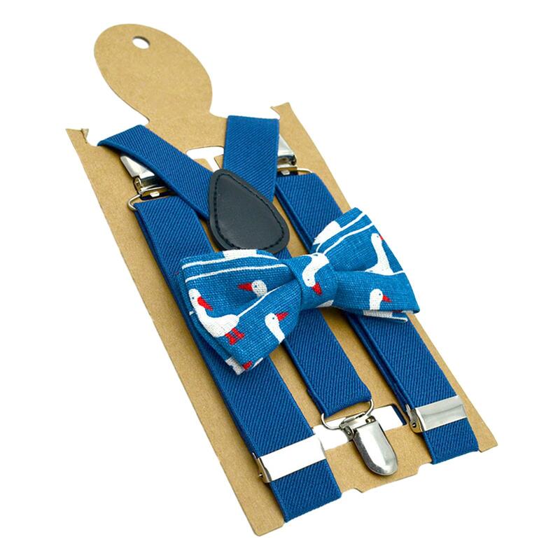 Bambini bretelle papillon Set elastico 3 clip cravatte accessori smoking bretelle per pantaloni festa compleanno abbigliamento formale vestire