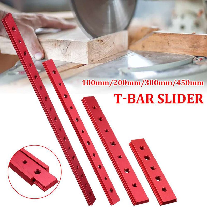 ตัวเลื่อน T-Bar แบบทำมือตัว T-Bar สีแดงเลื่อยตัดองศาโต๊ะเลื่อยไม้เครื่องมือกว้าง23มม./0.9นิ้วใช้งานได้จริง
