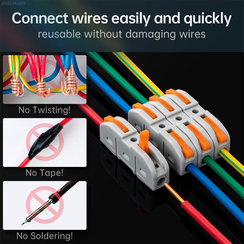 Connecteur de fil bout à bout multi-sake à épissage rapide, câble électrique compact, bornes de nuit, connecteurs de câblage domestique pour circuit en ligne