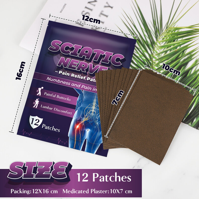 12pcs Sciatic Nerve Pain Relief Stickers Fast Acting Long Lasting Patches for Lumbar Discomfort Treatment PR Sale