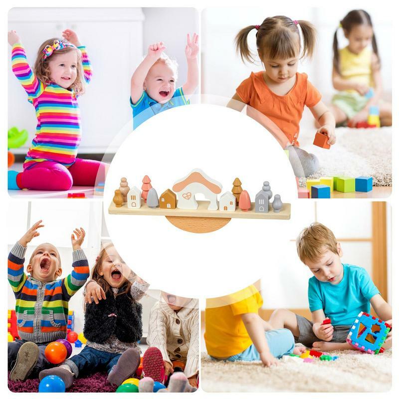 아이용 나무 블록 시소 몬테소리 스트레스 해소 게임, 안전한 가정 학교 교육, 유치원 쌓기, 나무 밸런스 장난감