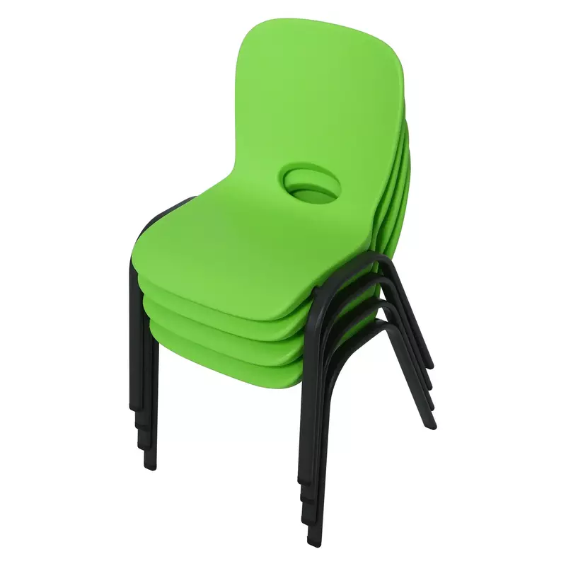 Children's Plastic Stacking Chair - 4 Pk (Essential), 80473, Lime Green