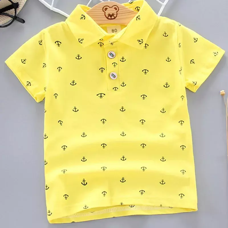 2024 Summer Baby Boys Shirts Short Sleeve Lapel Clothes for Girls Cotton Breathable Kids Tops Outwear 12M-5Y