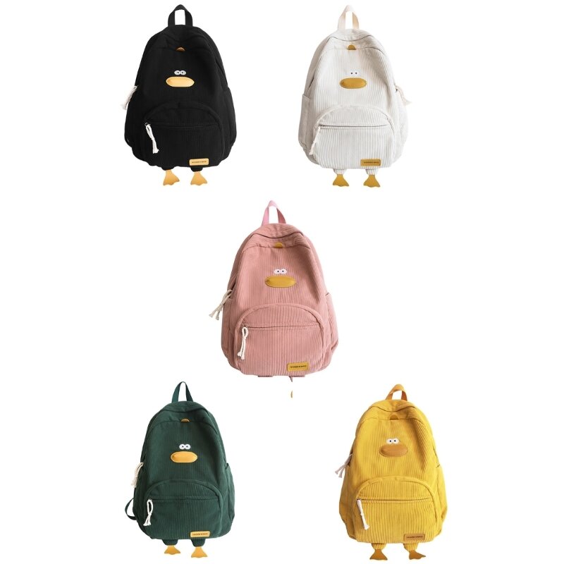 Cartoon sztruksowy plecak tornister szkolny dla nastoletnich dziewcząt, sztruksowa torba na laptopa damski plecak podróżny torba