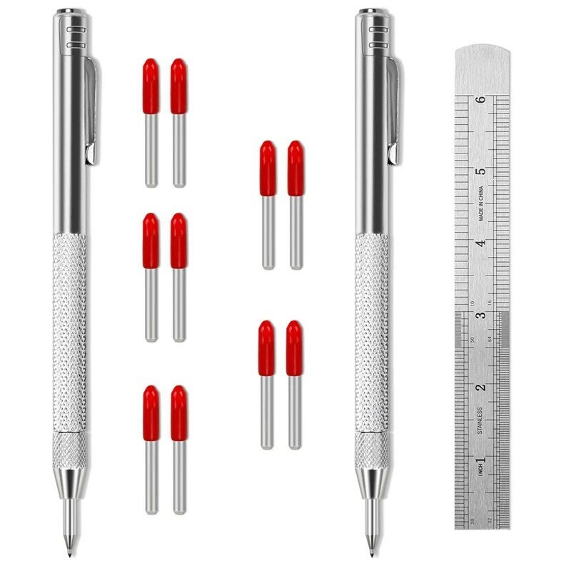 Metal Scribe Marcação Ferramentas com Clip e Ímã, Marcação Pen, Premium Engraving Pen, Pacote 2
