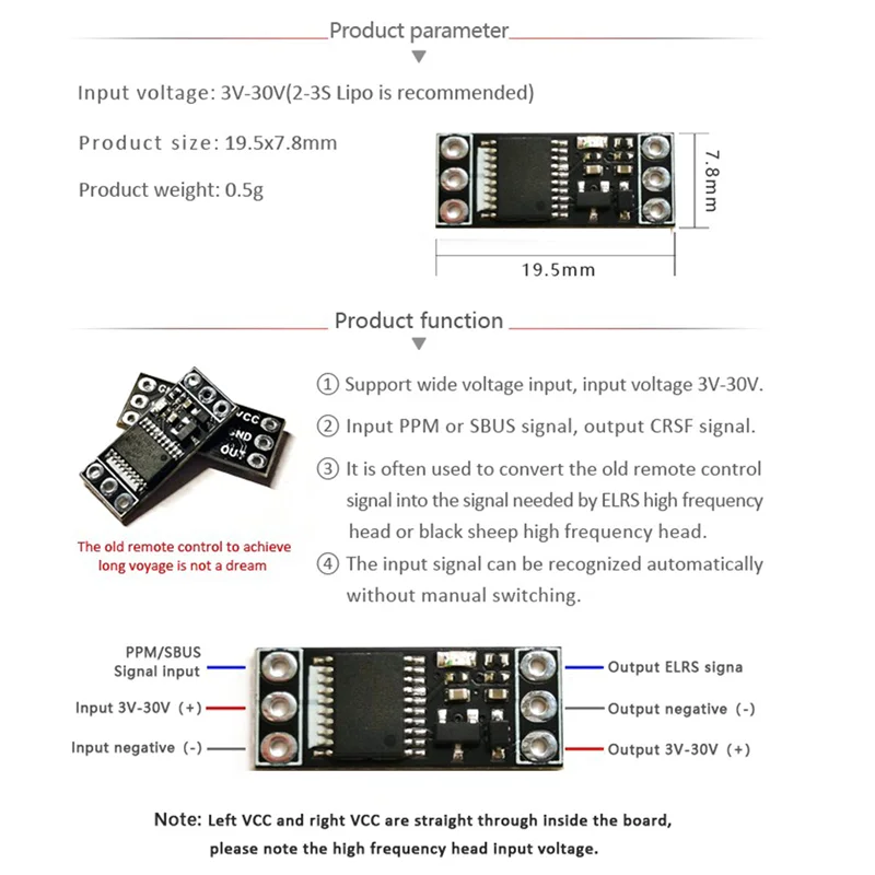Cr1 modul ppm/sbus zu elrs crsf adapter platine für at9s flysky wlfy mc sender