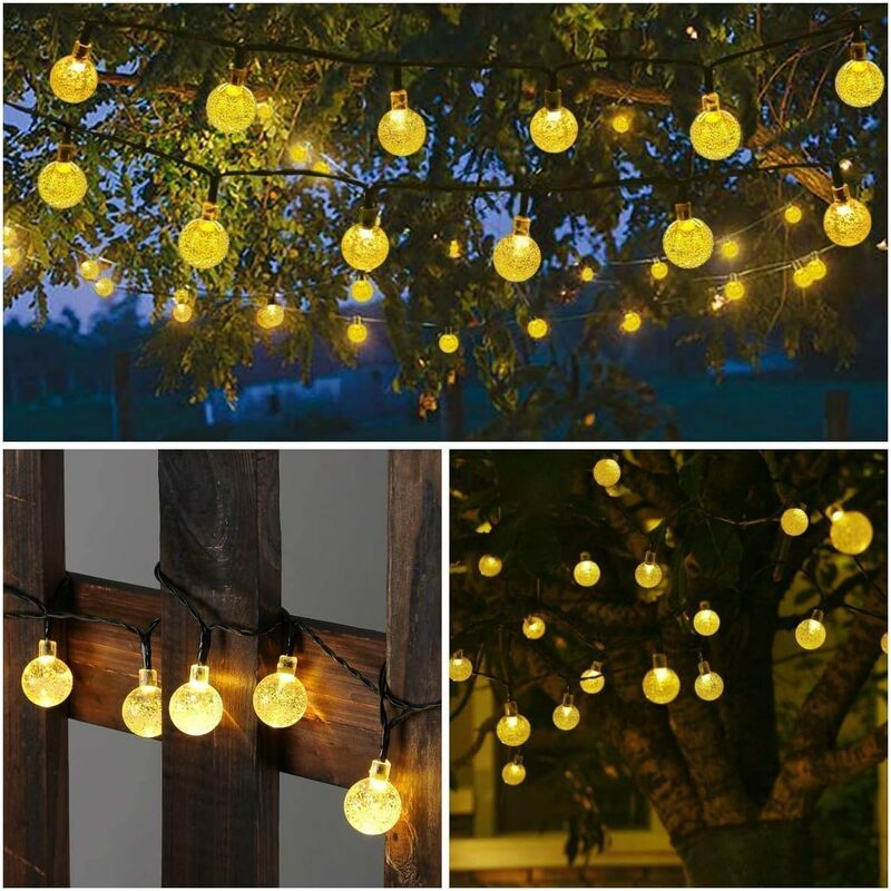 Guirnalda de luces LED solares para exteriores, lámparas impermeables de 11M, 8 modos para árbol, decoración de Navidad, fiesta, jardín, 60 LED