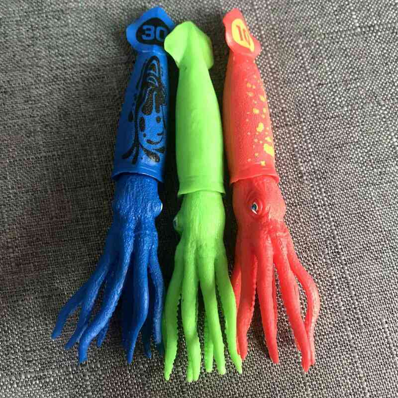 Juguetes de buceo de calamar para niños, 3 piezas, juguetes de baño de pulpo bajo el agua con caras divertidas, sepia