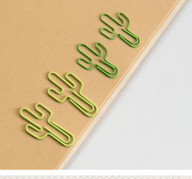 Light Green Cactus Shape Paper Clip Cute Planner Decoration Paper Clips Decorative Bookmark Pin Book Marker Office Accessories