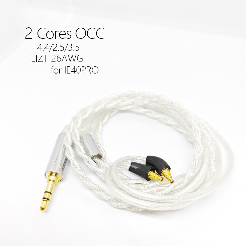 IE40 PRO-Cable para auriculares, 3,5, 2,5, 4,4 balance LIZT, 2 núcleos, chapado en plata, OCC