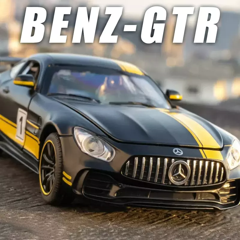 Mercedes-benz amg gtrスポーツ合金車モデル,金属製,ダイキャスト玩具,車の改造シミュレーション,サウンドとライト,男の子へのギフト,1:24