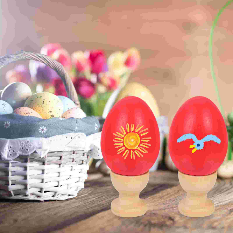 10 Pcs Red Printable Easter Eggss Imitation Child Fillable Surprise Easter Wooden Shape Adornments